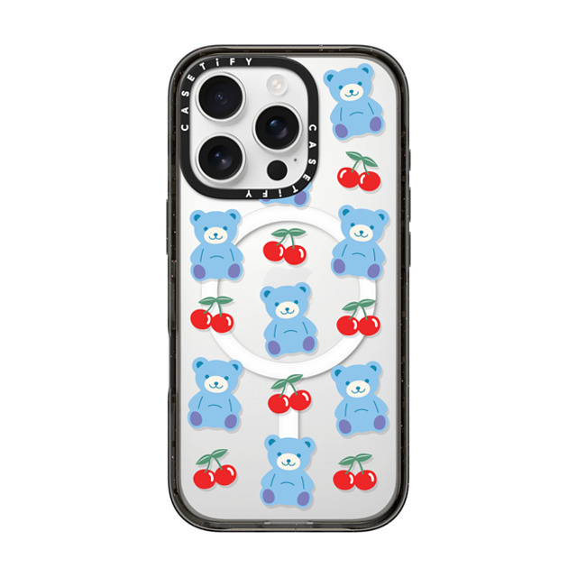 CASETiFY iPhone 16 Pro ケース ブラック インパクトケース MagSafe対応 Animal,Cartoon,Pattern,Cartoon,Y2K,Bear Cherrie Bear