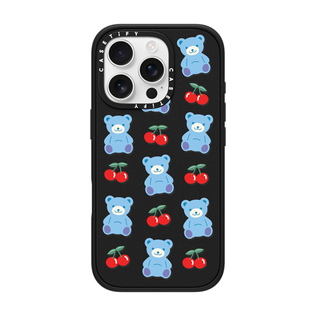 CASETiFY iPhone 16 Pro ケース マットブラック インパクトケース MagSafe対応 Animal,Cartoon,Pattern,Cartoon,Y2K,Bear Cherrie Bear