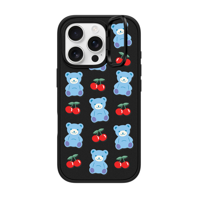 CASETiFY iPhone 16 Pro ケース マットブラック インパクトリングスタンドケース MagSafe対応 Animal,Cartoon,Pattern,Cartoon,Y2K,Bear Cherrie Bear