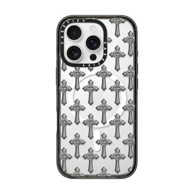 CASETiFY iPhone 16 Pro Case Black Impact Case MagSafe Compatible Pattern,Monochrome Pattern,Monochrome Chrome Cross Back to School CASETiFY iPhone 16 Pro Case Black Impact Case MagSafe Compatible Pattern,Monochrome Pattern,Monochrome Chrome Cross Back to School