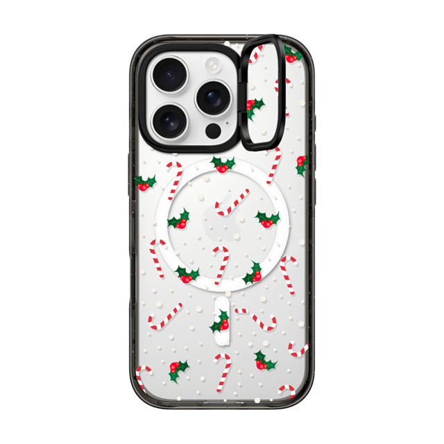 CASETiFY iPhone 16 Pro ケース ブラック インパクトリングスタンドケース MagSafe対応 Candy Cane Crush casetify_artist