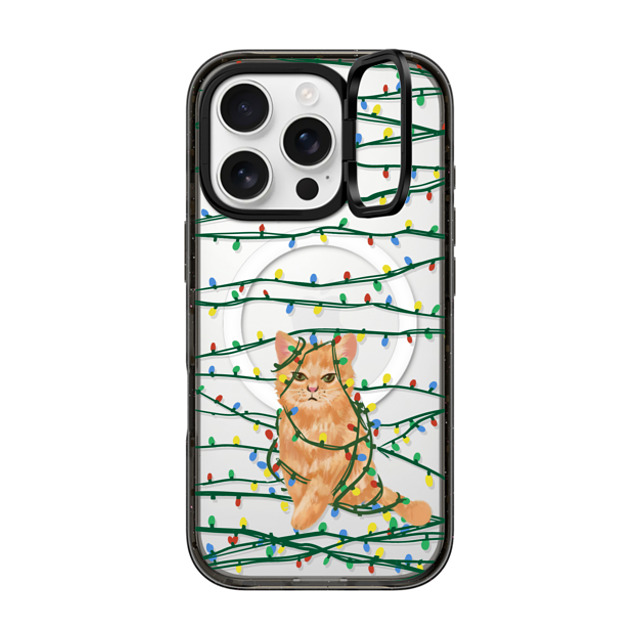 CASETiFY iPhone 16 Pro ケース ブラック インパクトリングスタンドケース MagSafe対応 Meowy Catmas casetify_artist