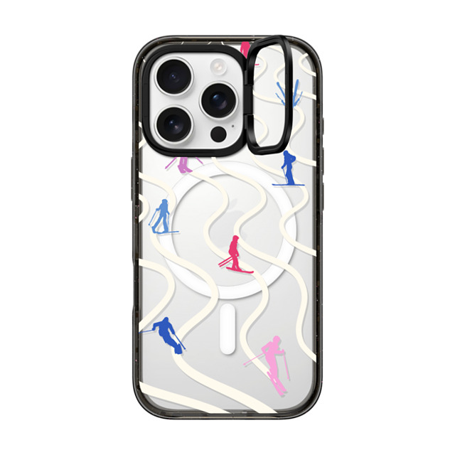 CASETiFY iPhone 16 Pro ケース ブラック インパクトリングスタンドケース MagSafe対応 Downhill Skiing casetify_artist