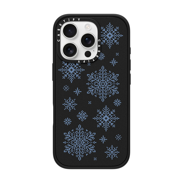 CASETiFY iPhone 16 Pro ケース マットブラック インパクトケース MagSafe対応 Needlepoint Snowflakes casetify_artist