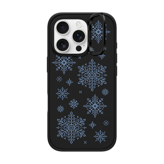 CASETiFY iPhone 16 Pro ケース マットブラック インパクトリングスタンドケース MagSafe対応 Needlepoint Snowflakes casetify_artist