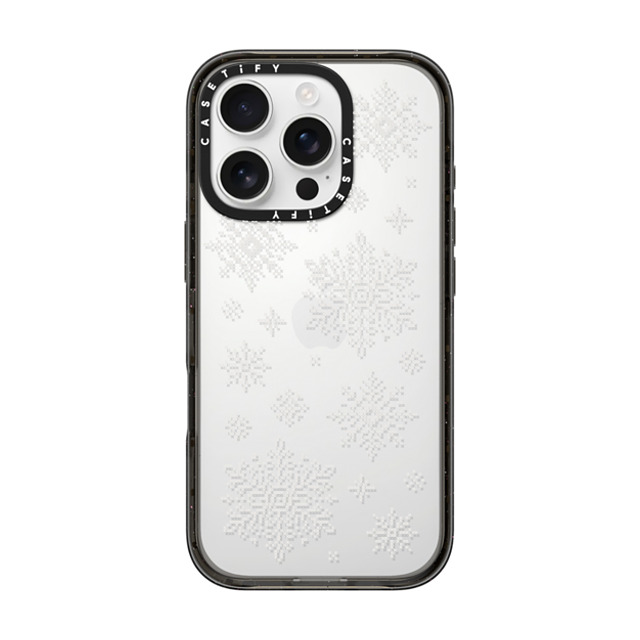 CASETiFY iPhone 16 Pro ケース ブラック インパクトケース Needlepoint Snowflakes casetify_artist