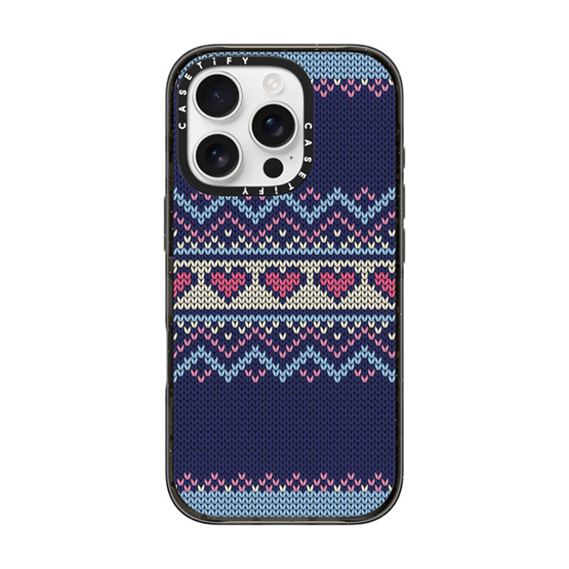 CASETiFY iPhone 16 Pro ケース ブラック インパクトケース Blue Fair Isle Sweater casetify_artist