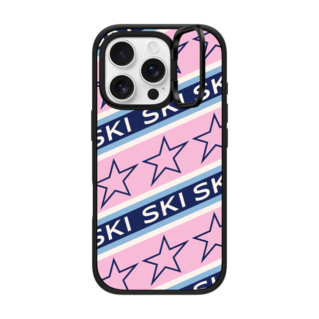 CASETiFY iPhone 16 Pro ケース マットブラック インパクトリングスタンドケース MagSafe対応 Ski Star Stripes casetify_artist