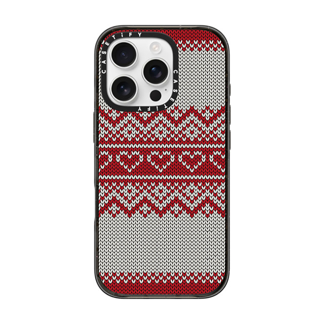 CASETiFY iPhone 16 Pro ケース ブラック インパクトケース MagSafe対応 Red Fair Isle Sweater casetify_artist