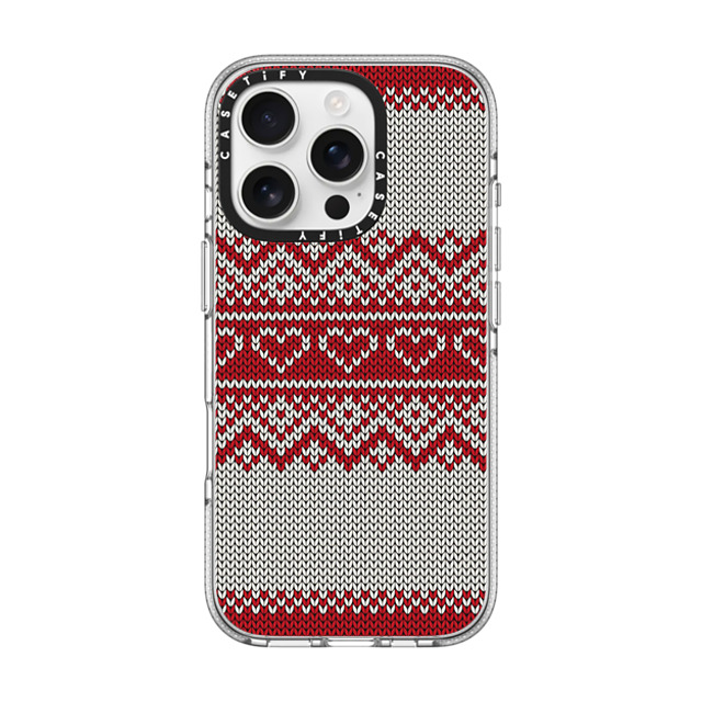 CASETiFY iPhone 16 Pro ケース クリア クリア ケース MagSafe対応 Red Fair Isle Sweater casetify_artist