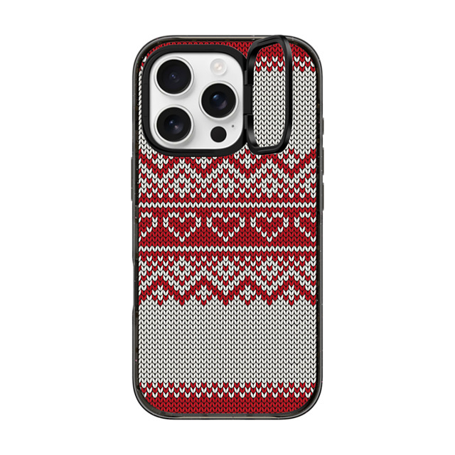 CASETiFY iPhone 16 Pro ケース ブラック インパクトリングスタンドケース MagSafe対応 Red Fair Isle Sweater casetify_artist