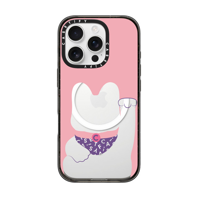 CASETiFY iPhone 16 Pro ケース ブラック インパクトケース MagSafe対応 Lucky Cat Pink casetify_artist