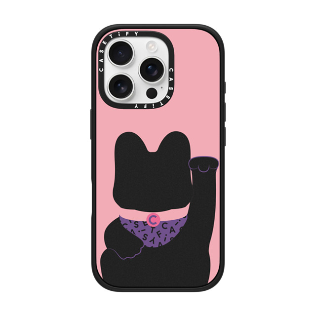 CASETiFY iPhone 16 Pro ケース マットブラック インパクトケース MagSafe対応 Lucky Cat Pink casetify_artist