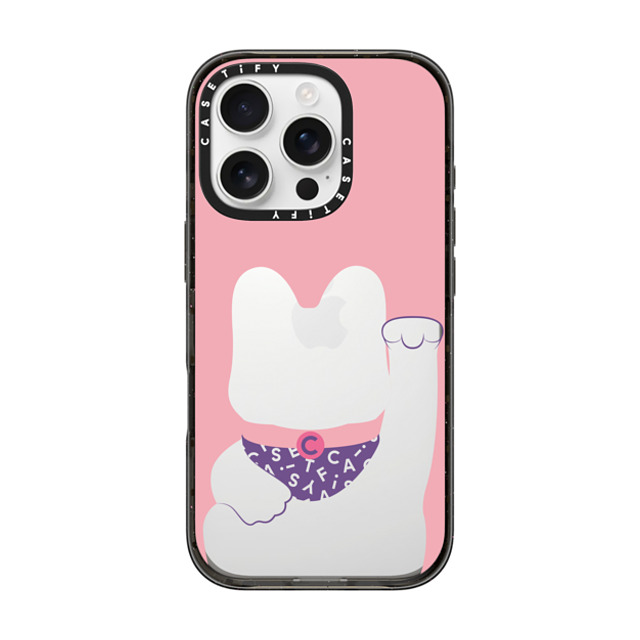 CASETiFY iPhone 16 Pro ケース ブラック インパクトケース Lucky Cat Pink casetify_artist