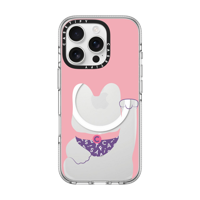 CASETiFY iPhone 16 Pro ケース クリア クリア ケース MagSafe対応 Lucky Cat Pink casetify_artist