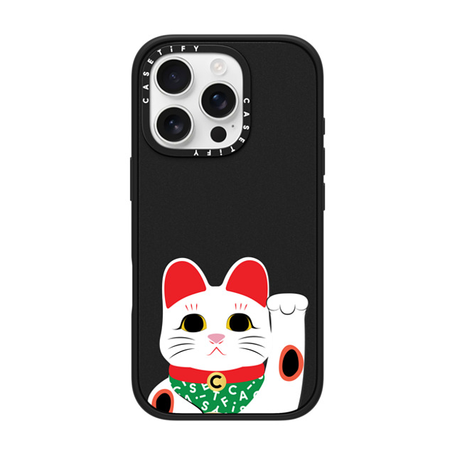 CASETiFY iPhone 16 Pro ケース マットブラック インパクトケース MagSafe対応 Waving Lucky Cat casetify_artist