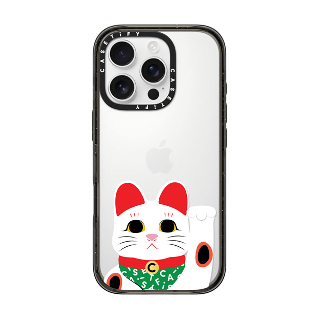 CASETiFY iPhone 16 Pro ケース ブラック インパクトケース Waving Lucky Cat casetify_artist