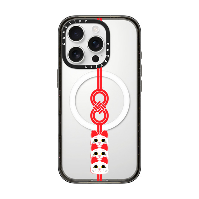 CASETiFY iPhone 16 Pro ケース ブラック インパクトケース MagSafe対応 Lucky Knot, Lucky Cat casetify_artist