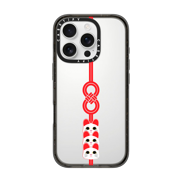 CASETiFY iPhone 16 Pro ケース ブラック インパクトケース Lucky Knot, Lucky Cat casetify_artist