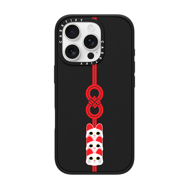 CASETiFY iPhone 16 Pro ケース マットブラック インパクトケース Lucky Knot, Lucky Cat casetify_artist