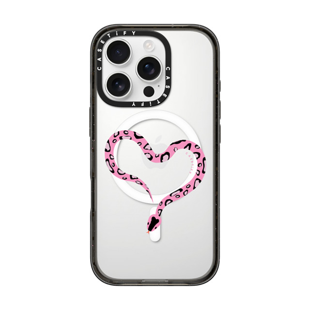 CASETiFY iPhone 16 Pro ケース ブラック インパクトケース MagSafe対応 Pink Heart Snake casetify_artist