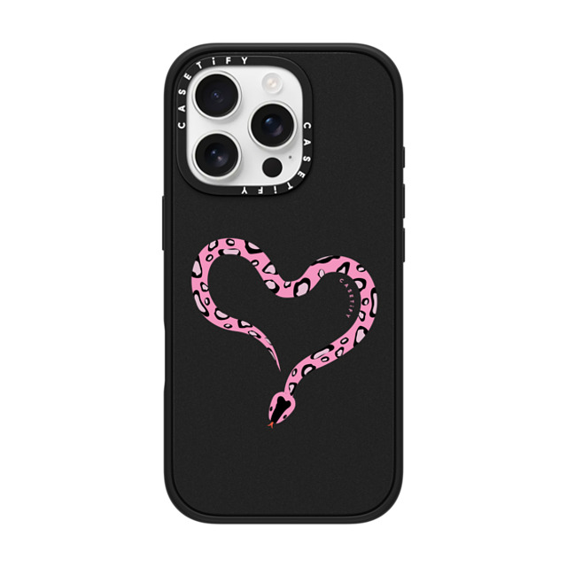 CASETiFY iPhone 16 Pro ケース マットブラック インパクトケース MagSafe対応 Pink Heart Snake casetify_artist