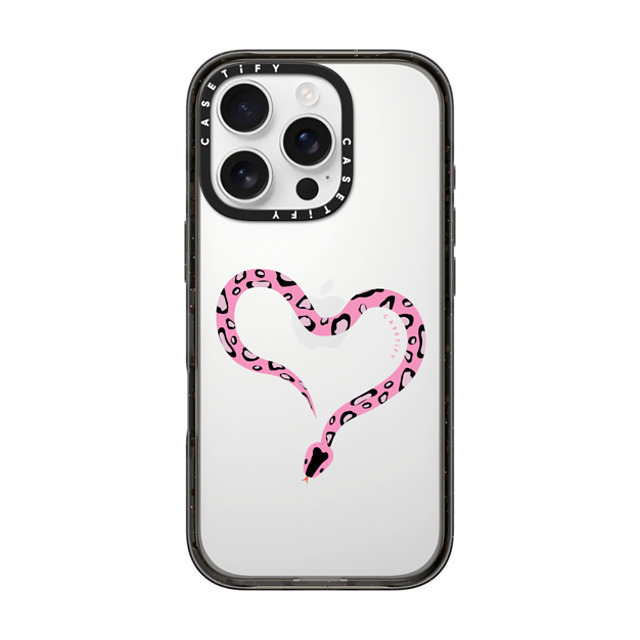 CASETiFY iPhone 16 Pro ケース ブラック インパクトケース Pink Heart Snake casetify_artist