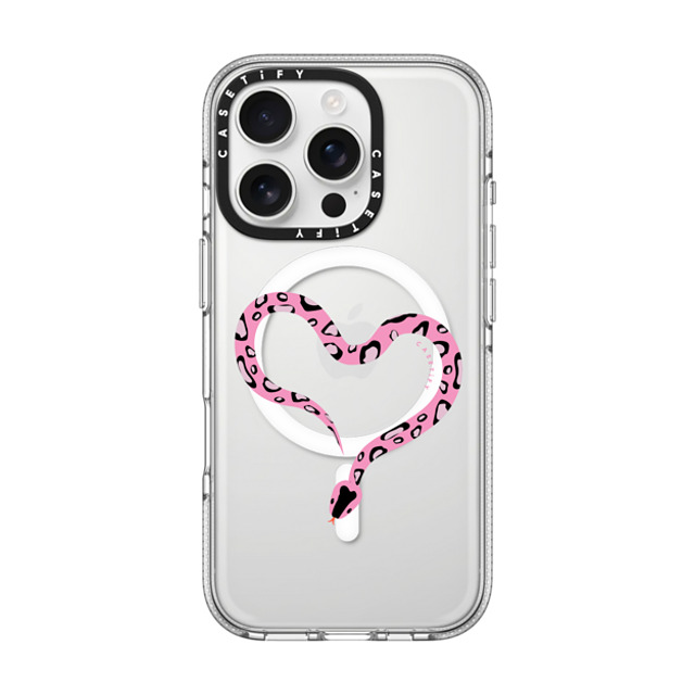 CASETiFY iPhone 16 Pro ケース クリア クリア ケース MagSafe対応 Pink Heart Snake casetify_artist