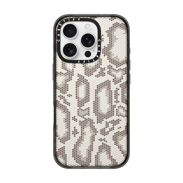 CASETiFY iPhone 16 Pro ケース ブラック インパクトケース Animal,Camo,Heart,Pattern,Zodiac,Snake,Animal,Pattern Beige Heart Snake Print