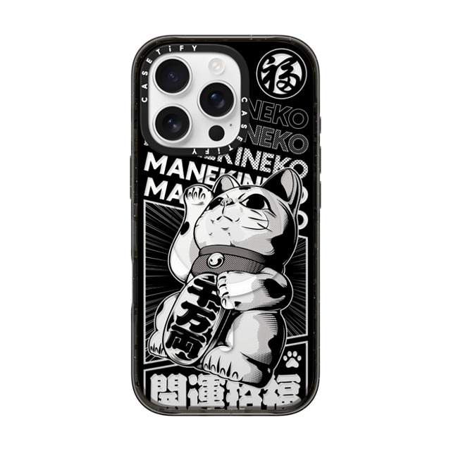 CASETiFY iPhone 16 Pro ケース ブラック インパクトケース MagSafe対応 Lucky Cat Comic casetify_artist