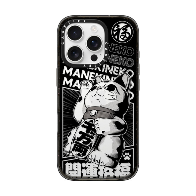 CASETiFY iPhone 16 Pro ケース ブラック インパクトケース Lucky Cat Comic casetify_artist