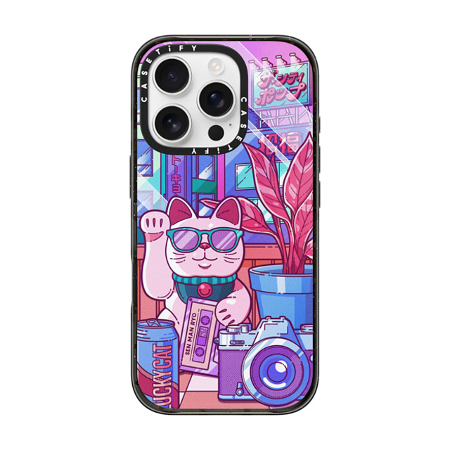 CASETiFY iPhone 16 Pro ケース ブラック インパクトケース MagSafe対応 Lucky Cat City Pop casetify_artist