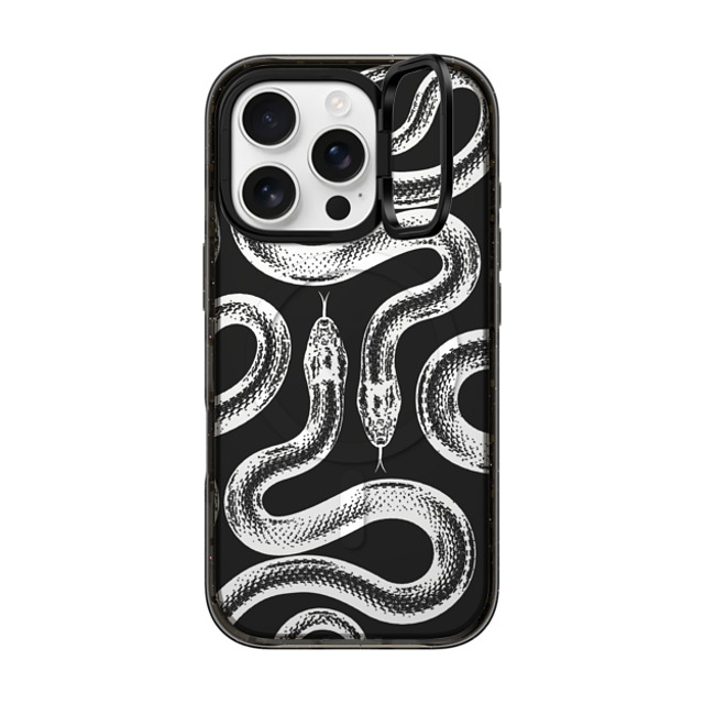 CASETiFY iPhone 16 Pro ケース ブラック インパクトリングスタンドケース MagSafe対応 Transparent Kingsnake casetify_artist