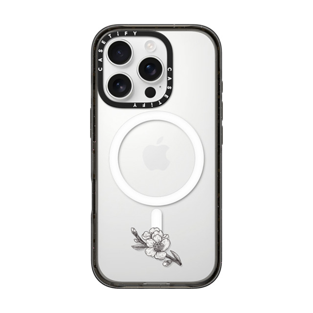 CASETiFY iPhone 16 Pro ケース ブラック インパクトケース MagSafe対応 フローラル Sakura Branch