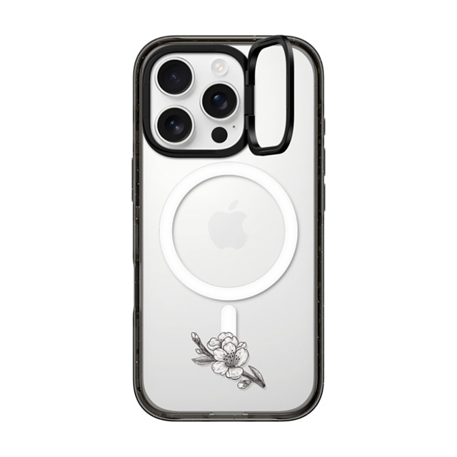 CASETiFY iPhone 16 Pro ケース ブラック インパクトリングスタンドケース MagSafe対応 フローラル Sakura Branch