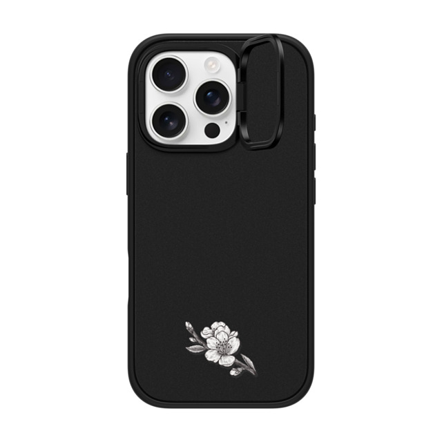 CASETiFY iPhone 16 Pro ケース マットブラック インパクトリングスタンドケース MagSafe対応 フローラル Sakura Branch