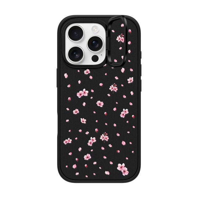 CASETiFY iPhone 16 Pro ケース マットブラック インパクトリングスタンドケース MagSafe対応 Pressed Sakura casetify_artist