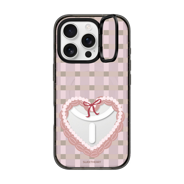 CASETiFY iPhone 16 Pro ケース Black インパクトリングスタンドケース MagSafe対応 Sweetheart checkered case casetify_artist