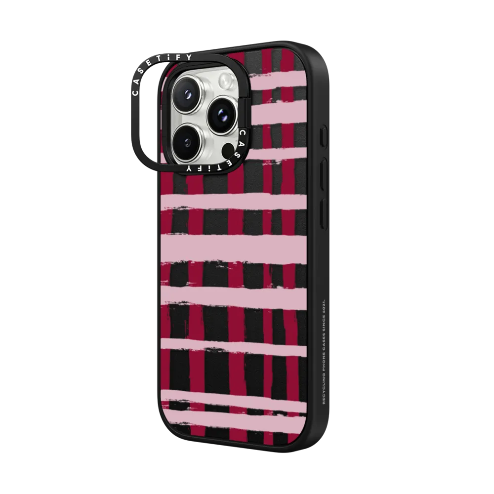 Impact Ring Stand iPhone 16 Pro Max Case MagSafe Compatible - Berry Stripes