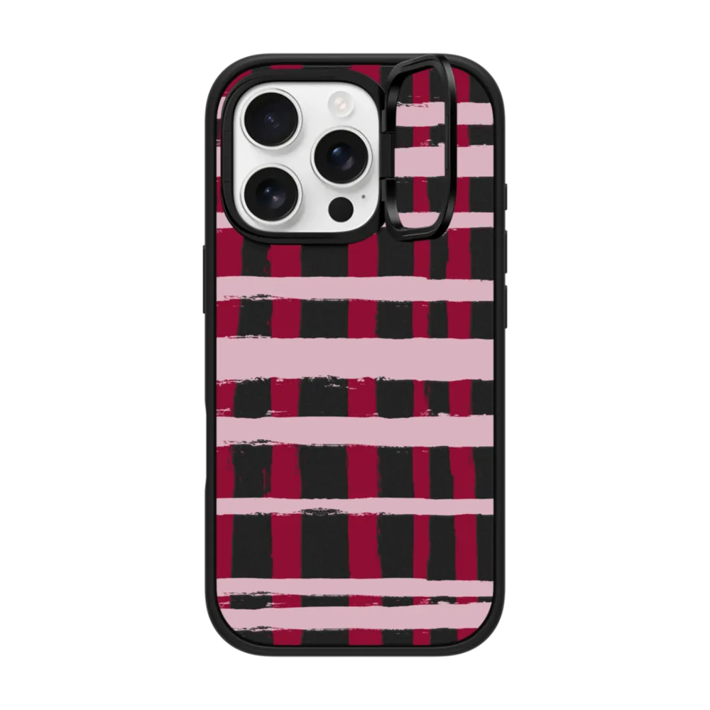 Impact Ring Stand iPhone 16 Pro Max Case MagSafe Compatible - Berry Stripes