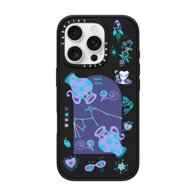 CASETiFY iPhone 16 Pro ケース マットブラック インパクトケース MagSafe対応 みずがめ座 casetify_artist Father's Day CASETiFY iPhone 16 Pro ケース マットブラック インパクトケース MagSafe対応 みずがめ座 casetify_artist Father's Day