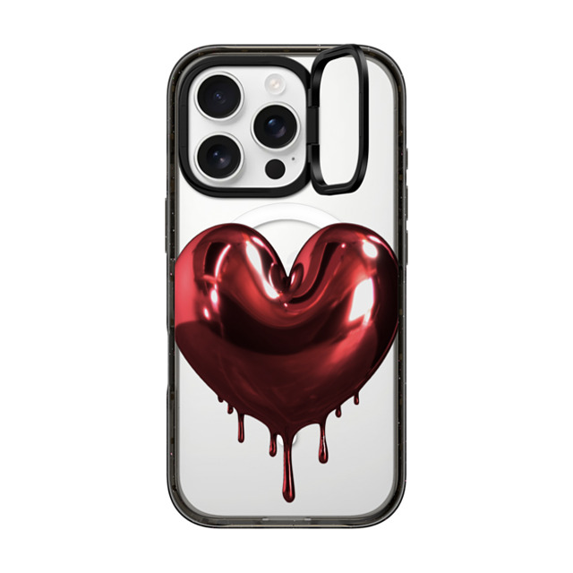 CASETiFY iPhone 16 Pro ケース ブラック インパクトリングスタンドケース MagSafe対応 Red Metallic Heart casetify_artist Back to School CASETiFY iPhone 16 Pro ケース ブラック インパクトリングスタンドケース MagSafe対応 Red Metallic Heart casetify_artist Back to School