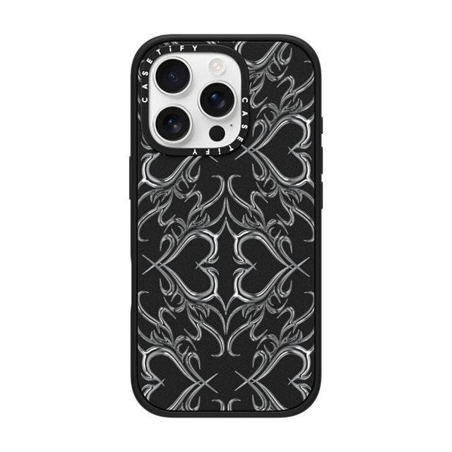 CASETiFY iPhone 16 Pro ケース マットブラック インパクトケース MagSafe対応 Metallic Heart casetify_artist Back to School CASETiFY iPhone 16 Pro ケース マットブラック インパクトケース MagSafe対応 Metallic Heart casetify_artist Back to School
