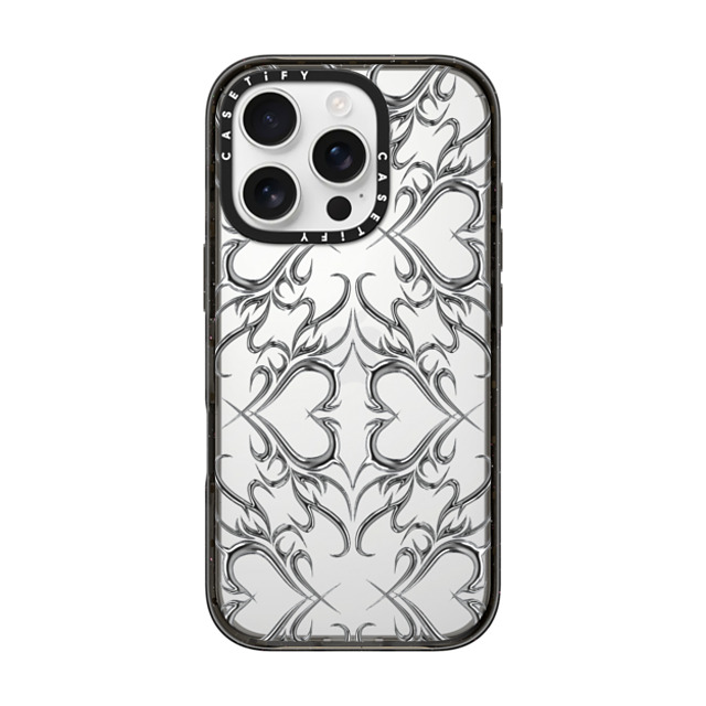 CASETiFY iPhone 16 Pro ケース ブラック インパクトケース Metallic Heart casetify_artist Back to School CASETiFY iPhone 16 Pro ケース ブラック インパクトケース Metallic Heart casetify_artist Back to School