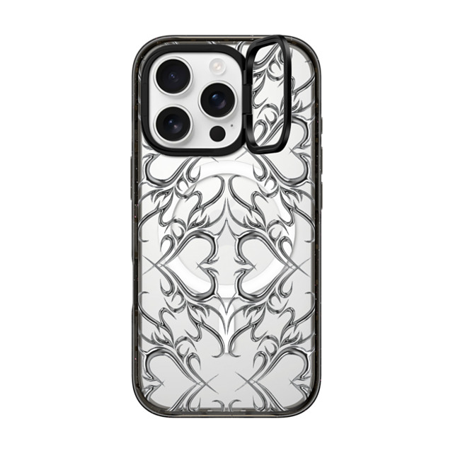 CASETiFY iPhone 16 Pro ケース ブラック インパクトリングスタンドケース MagSafe対応 Metallic Heart casetify_artist Back to School CASETiFY iPhone 16 Pro ケース ブラック インパクトリングスタンドケース MagSafe対応 Metallic Heart casetify_artist Back to School