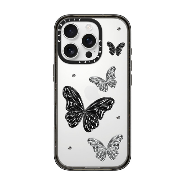 CASETiFY iPhone 16 Pro ケース ブラック インパクトケース Metallic Butterfly casetify_artist Back to School CASETiFY iPhone 16 Pro ケース ブラック インパクトケース Metallic Butterfly casetify_artist Back to School