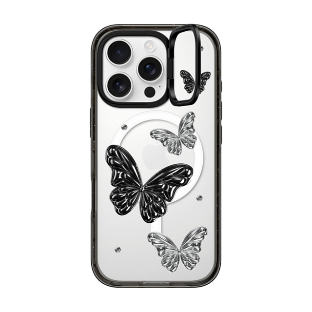 CASETiFY iPhone 16 Pro Case Black インパクトリングスタンドケース MagSafe対応 Metallic Butterfly casetify_artist Back to School CASETiFY iPhone 16 Pro Case Black インパクトリングスタンドケース MagSafe対応 Metallic Butterfly casetify_artist Back to School