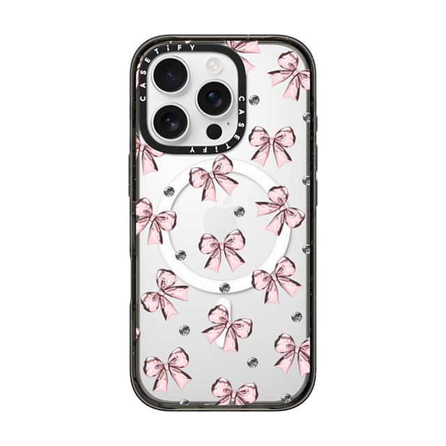 CASETiFY iPhone 16 Pro ケース ブラック インパクトケース MagSafe対応 Metallic Pink Ribbon casetify_artist Back to School CASETiFY iPhone 16 Pro ケース ブラック インパクトケース MagSafe対応 Metallic Pink Ribbon casetify_artist Back to School