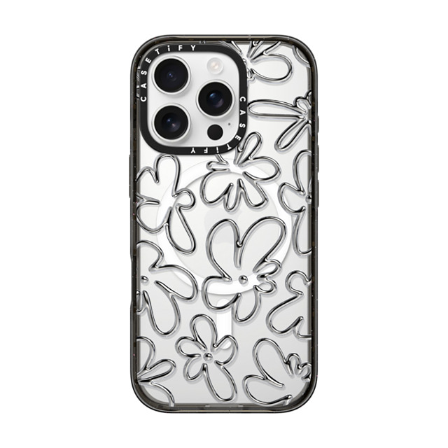 CASETiFY iPhone 16 Pro Case Black Impact Case MagSafe Compatible Chrome Flower casetify_artist Back to School CASETiFY iPhone 16 Pro Case Black Impact Case MagSafe Compatible Chrome Flower casetify_artist Back to School