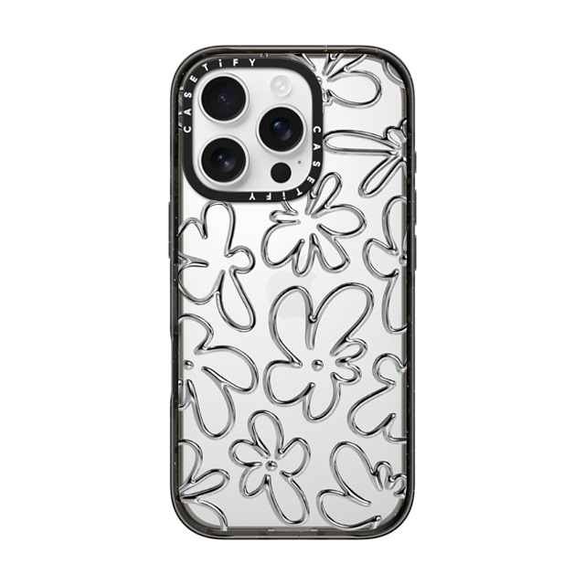 CASETiFY iPhone 16 Pro ケース ブラック インパクトケース Chrome Flower casetify_artist Back to School CASETiFY iPhone 16 Pro ケース ブラック インパクトケース Chrome Flower casetify_artist Back to School